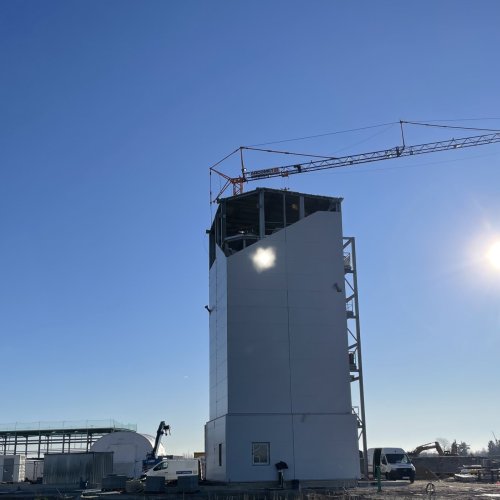 DAWN construction update: solar tower stands