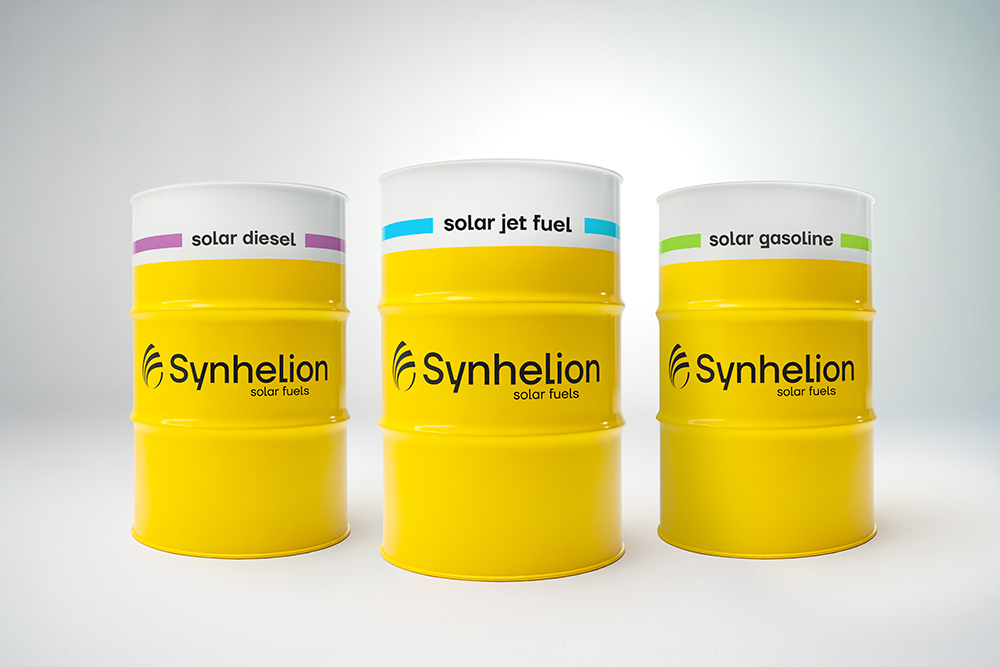 Three solar fuel barrels of Synhelion at plant DAWN in Jülich, Germany.