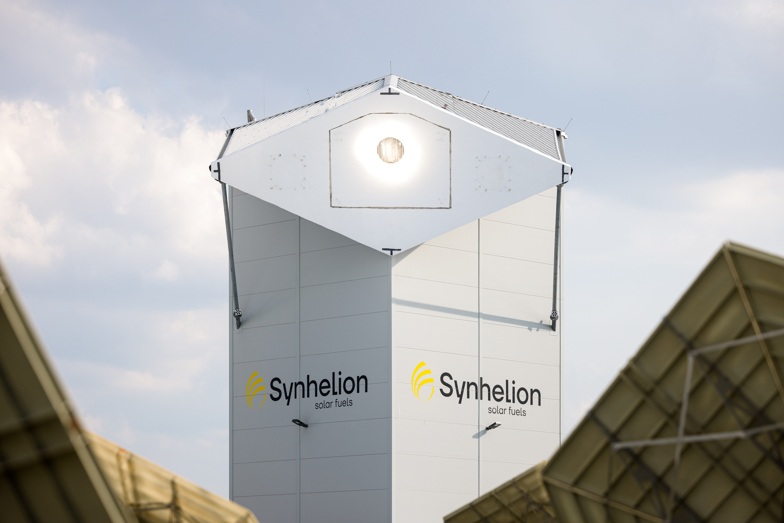 Close up of Synhelion's illuminated solar receiver
