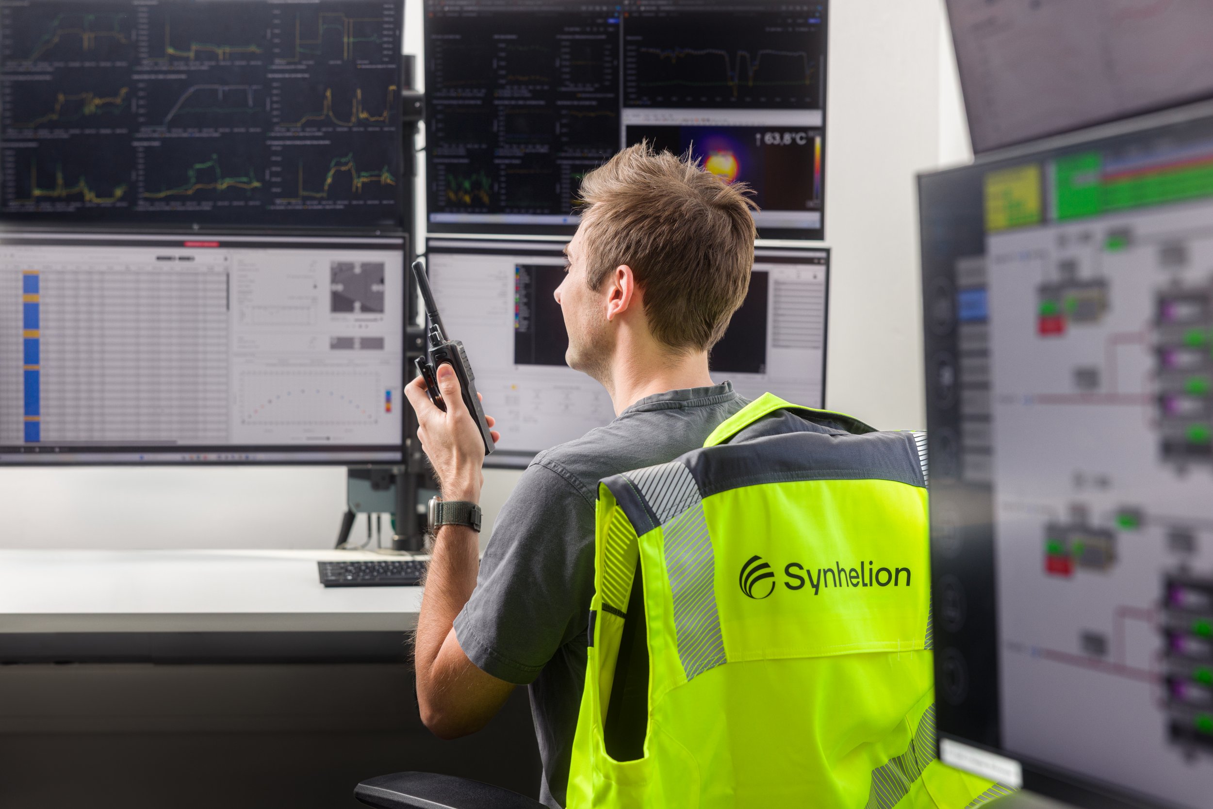 A Synhelion engineer at work in the control room of plant DAWN.